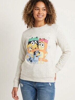 Bluey Graphic Crewneck Sweatshirt - Light Gray